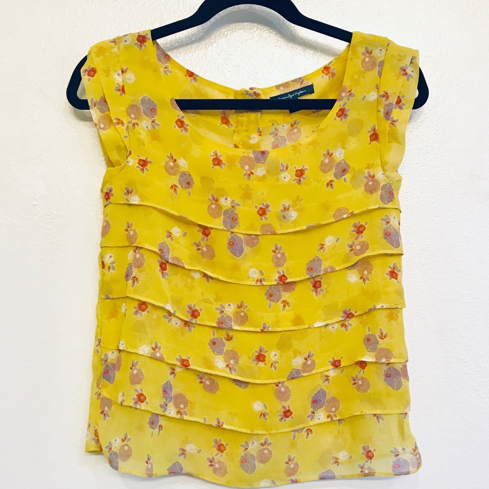 American Eagle layered floral shirt